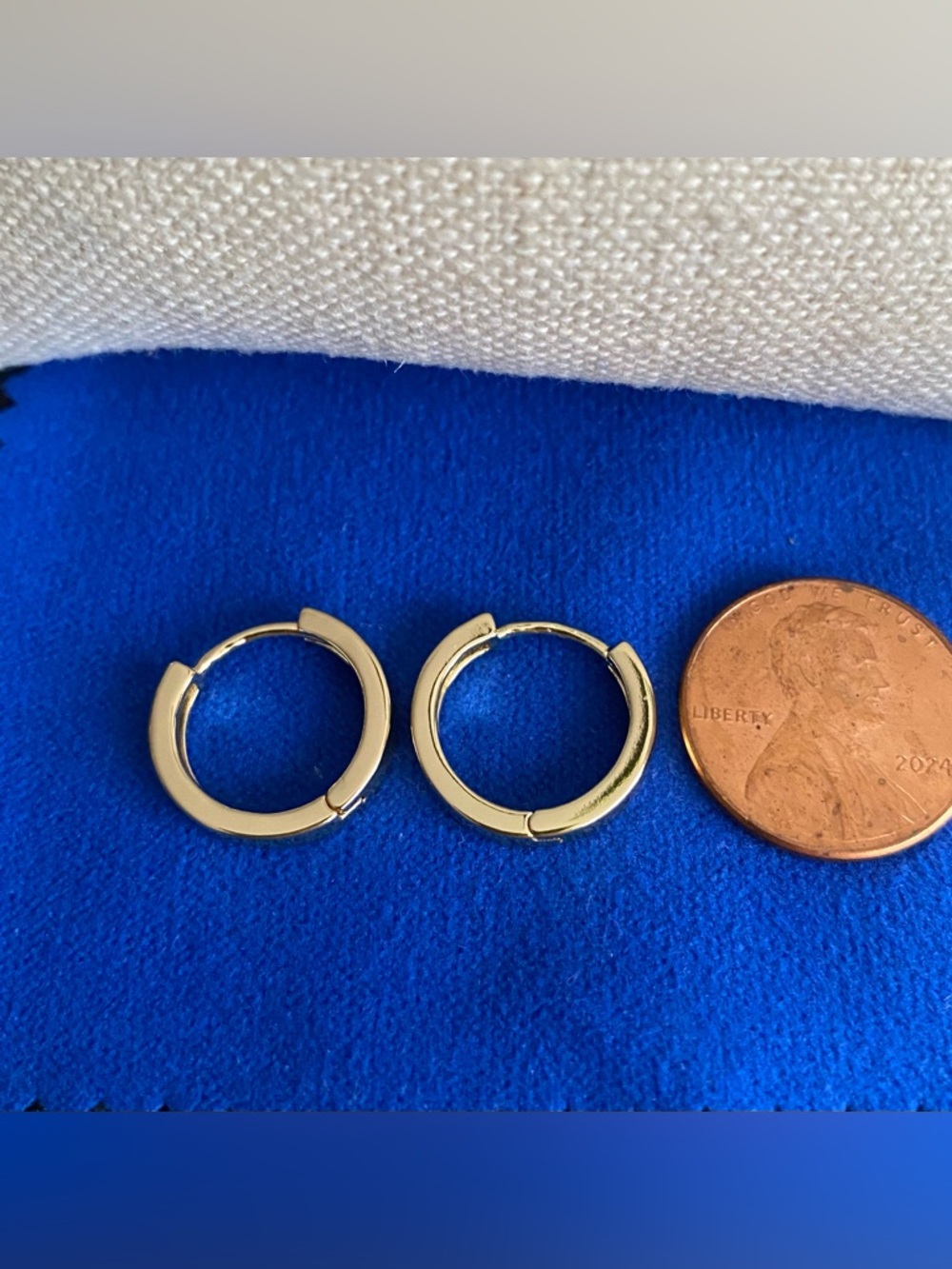 Gold Tone Small Hoop Earrings - Classic Huggie Style